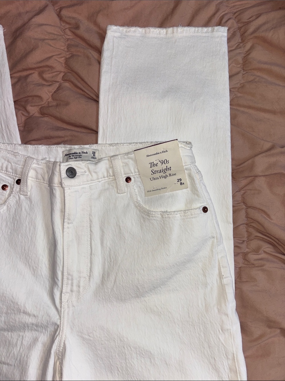 Abercrombie & Fitch White Ultra High-Rise Straight Jeans - Picture 4 of 6
